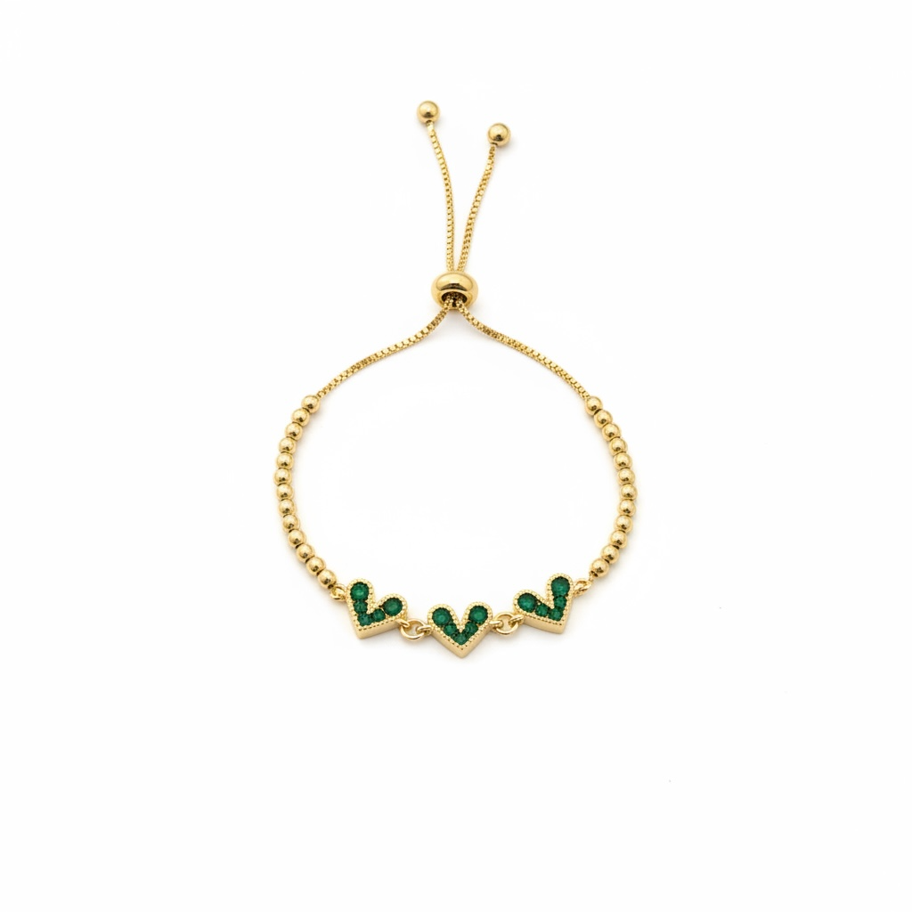 Emerald Heart Trio Bracelet
