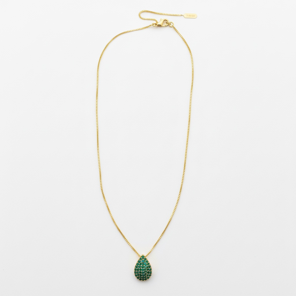 Grace Green Teardrop Gold Necklace