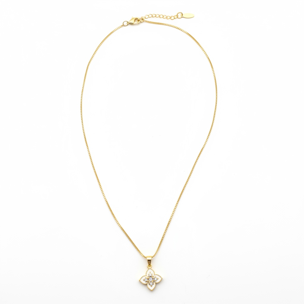 Blossom Charm Necklace (Black and White)
