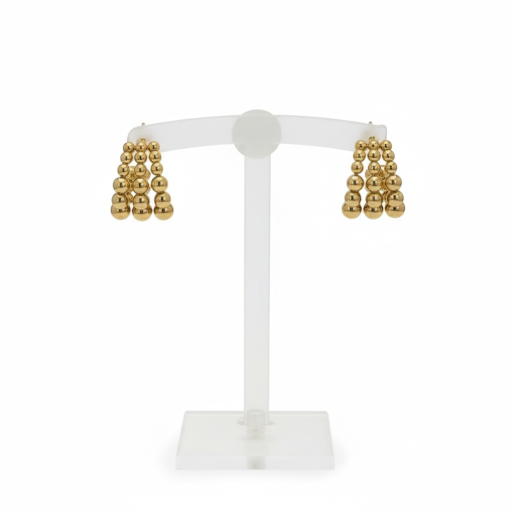 Golden Drop Sphere Earrings